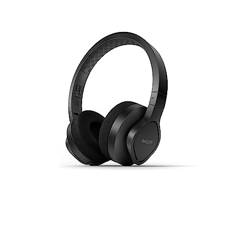 Philips Audio TAA4216 On-Ear Sports Bluetooth Headphones with IP55 Dust/Water Protection, 35 Hours Play Time, Cooling & Washable Ear Cups, Quick Charge, 40 mm Drivers and Built-in Mic (Black)