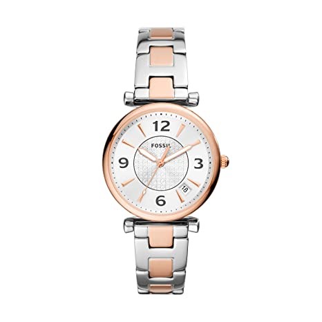 Fossil Carlie Analog Silver Dial Women's Stainless steel Watch-ES5156, Water Resistant