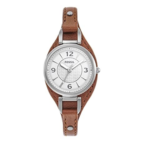 Fossil Carlie Analog Women's Leather Watch, Chronograph feature available, Water Resistant