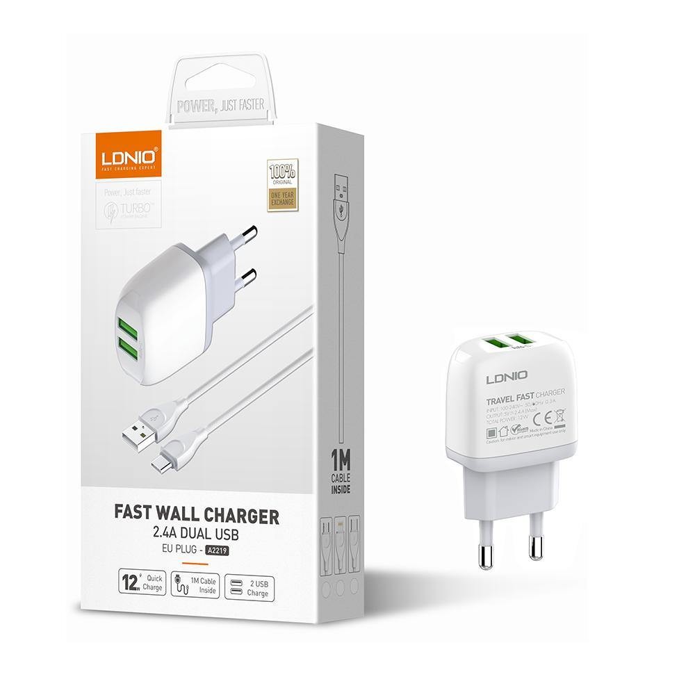 LDNIO 2W USB (2 Ports) Fast Wall Charger Adapter
