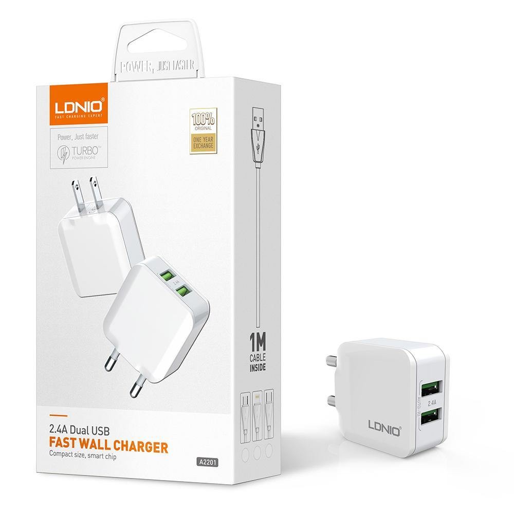 LDNIO A2201 2 USB Prots Home Charge Adapter