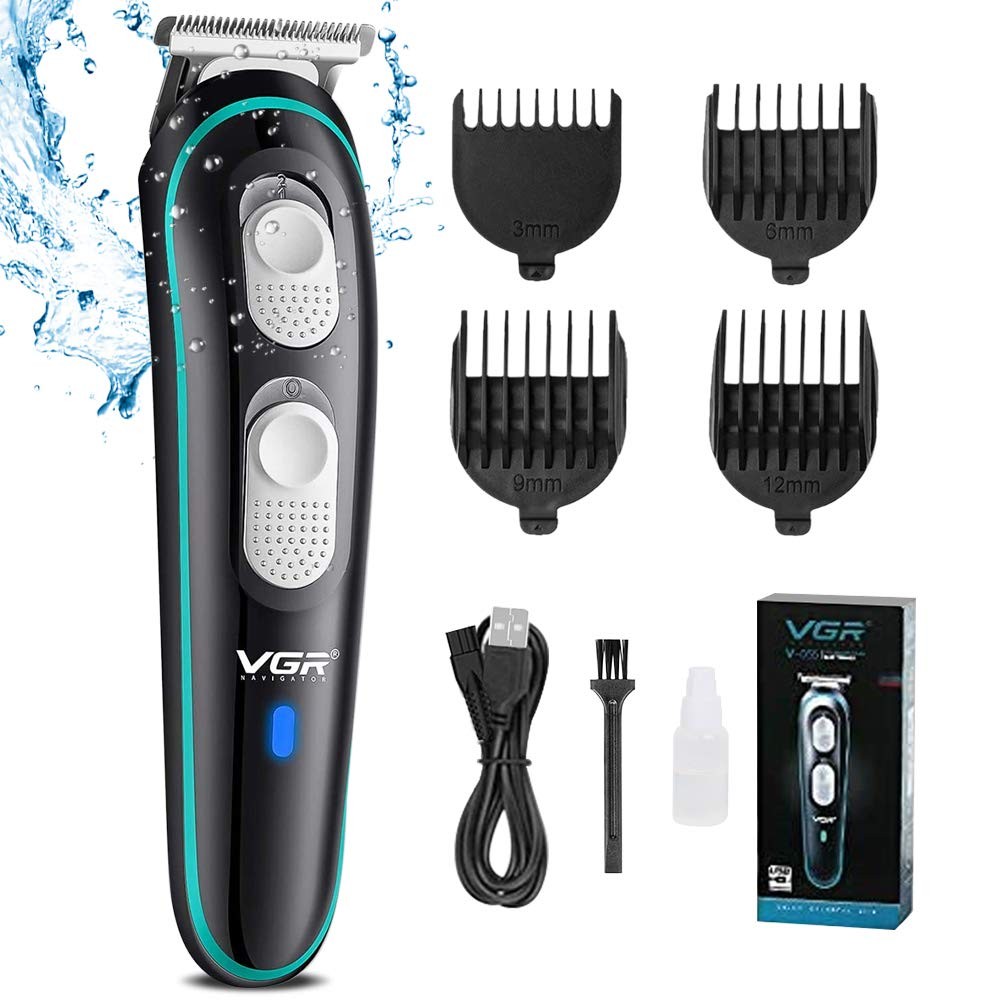 VGR-055 Professional Rechargeable Cordless Beard Hair Trimmer Kit with Guide Combs Brush USB Cord for Men, Family
