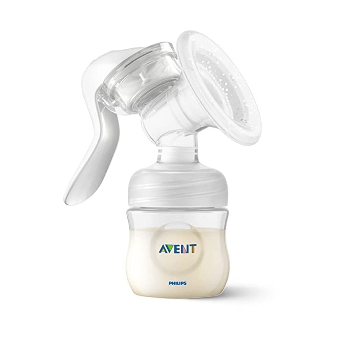 Philips Avent Comfort Manual Breast pump, Natural Motion technology, combines suction and nipple stimulation, soft cushion adapts to all size, SCF430/01