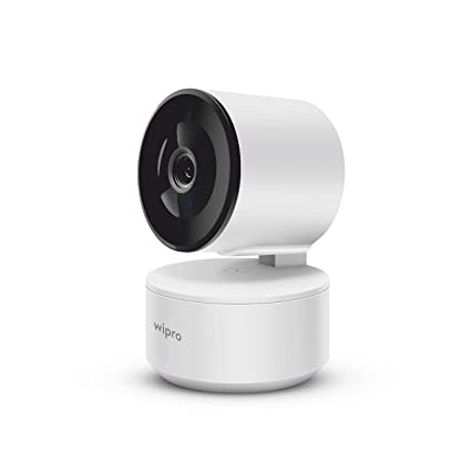 Wipro Smart Wireless Security Camera | 3 MP 1296p Full HD | AI Powered Motion Detection | Infrared Night Vision | 360° Panorama | Two-Way Communication | Alexa and Google Assistant Compatible | White 