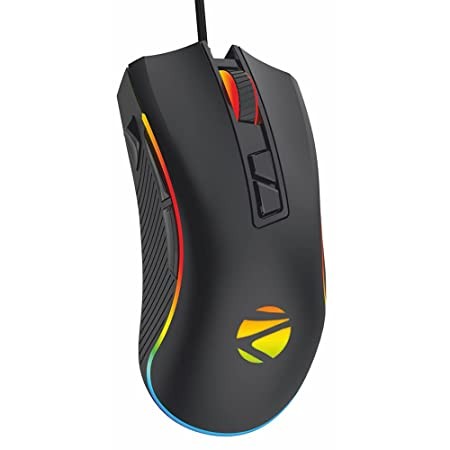 Zebronics Zeb-Tempest Plus 8-Button Wired Gaming Mouse with Rapid Fire Key, 6400 DPI Sensor, Rubber Finish, RGB Lights, Advanced Windows Software, Braided Cable