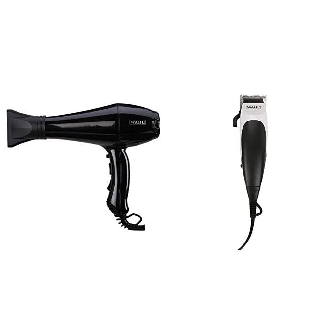 Wahl 5439-024 Super Dry Professional Styling Hair Dryer, Black & Wahl 9243-4724 Home Cut Complete Hair Cutting Clipper