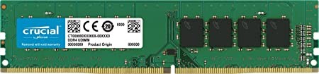 Crucial 8GB Single DDR4 3200 MT/s (PC4-25600) CL22 SR x8 Unbuffered DIMM 288-Pin Memory - CT8G4DFS832A