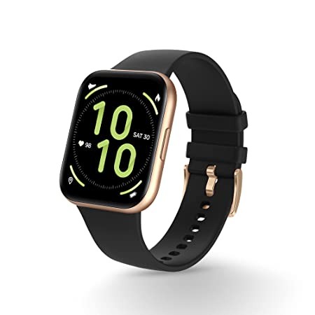 Pebble Pace Pro SmartWatch with 1.7” Bright HD Curved Display,Dedicated Dual Sensors for 24x7 SpO2,HR & BP Monitoring,Multiple Fitness Modes,IP68 Rated (Golden Black),Universal,PFB14 Golden Black,100+