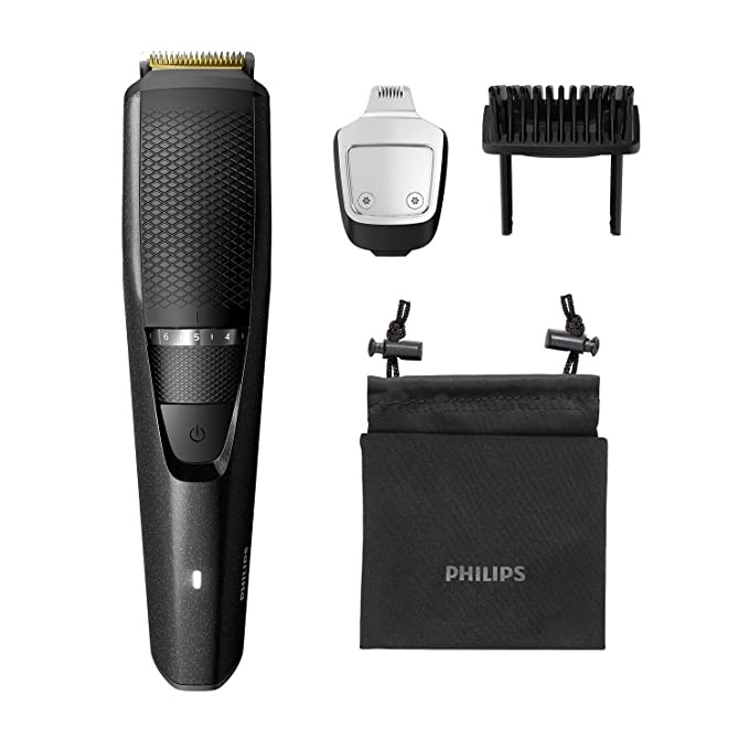 PHILIPS BT3241/15 Smart Beard Trimmer - Power adapt technology for precise trimming- 20 settings; 90 min run time with Quick Charge, Grey and Black