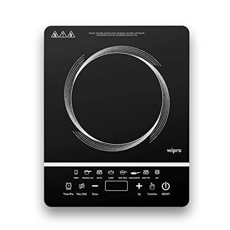 Wipro 2000 watt Induction Cooktop Sensor Feather Touch (Black) with Crystal Glass Plate