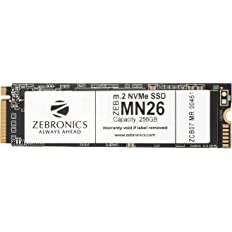 ZEBRONICS ZEB-MN26 256GB M.2 NVMe Solid State Drive (SSD), with 1900MB/s Read Speed, PCIe Gen 3.0, Next Level Performance, Ultra Low Power Consumption, Thermal Management and Silent Operation*