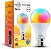 wipro B22D 12.5W Wi-Fi Smart LED Bulb with Music Sync for Amazon Alexa & Google Assistant (Pack of 1, Multicolor), Dimmable, Colour Changing