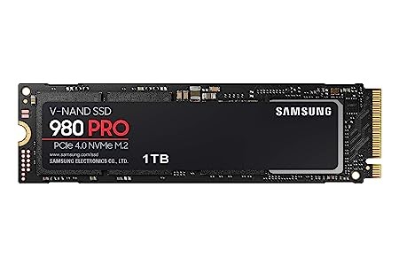 Samsung 980 PRO 1TB Up to 7,000 MB/s PCIe 4.0 NVMe M.2 (2280) Internal Solid State Drive (SSD) (MZ-V8P1T0)