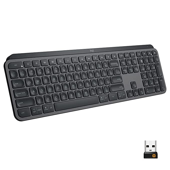 Logitech Mx Keys Advanced Illuminated Wireless Keyboard, Bluetooth, Tactile Responsive Typing, Backlit Keys, USB-C, Pc/Mac/Laptop, Windows/Linux/iOS/Android - Graphite/Black