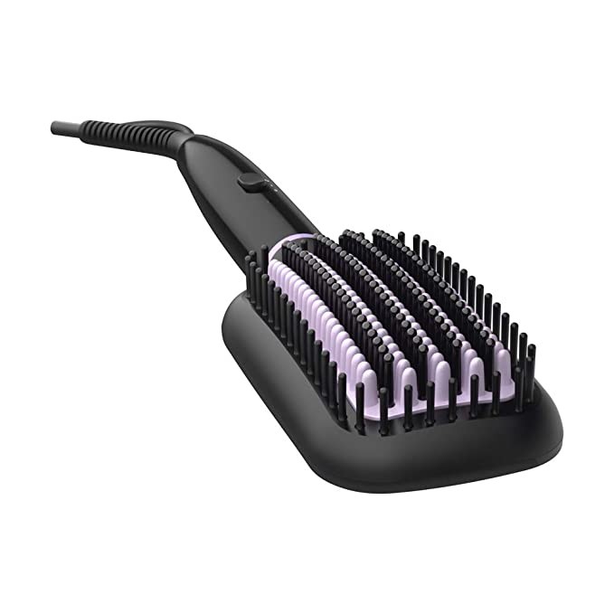Philips Hair Straightener Brush with CareEnhance Technology - ThermoProtect I Keratin Ceramic Bristles I Triple Bristle Design I Naturally Straight Hair in 5 mins BHH880/10