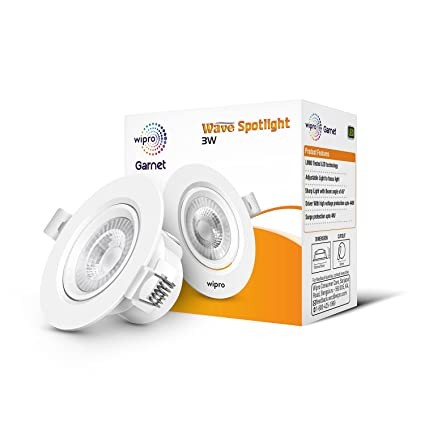 wipro Garnet 3w Wave Spotlight, Warmwhite (Pack of 1), Polycarbonate (PC)