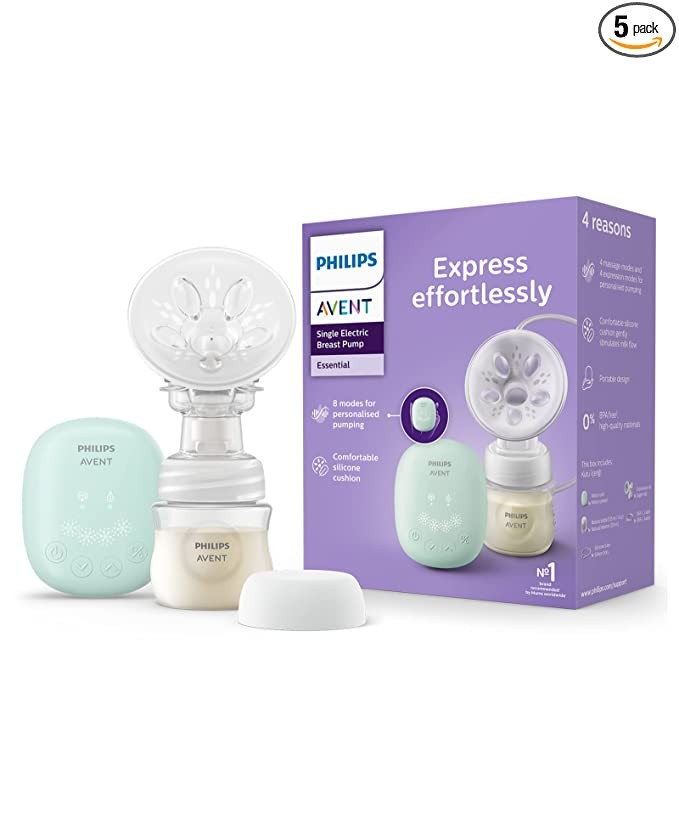 Philips Avent Single Electric Breast Pump SCF323/11 | Soft adaptable cushion | Gently stimulates milk flow | 4 massage modes | Memory function remembers last setting | Portable design