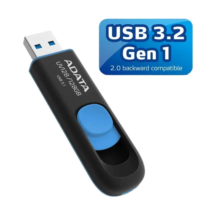 ADATA UV128 Pendrive (64GB | USB 3.2 | Read up to 100MB/s | Compact Size | Thumb Swipe)