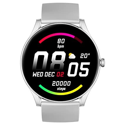 Maxima Nitro 1.39" HD Large Round Bluets for both Men anots Mode| Calculator Smartwatch for both Calling Smart Watch| 600 Nits| One Tap Connect| Metallic Design in Silver Grey| 8 Days Battery| AI Voic