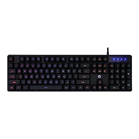 HP K300 Backlit Membrane Wired Gaming Keyboard with Mixed Color Lighting, 4 LED Indicators, Matte Finish Double Injection Key Caps and Windows Lock Key / 3 Years Warranty(4QM95AA)