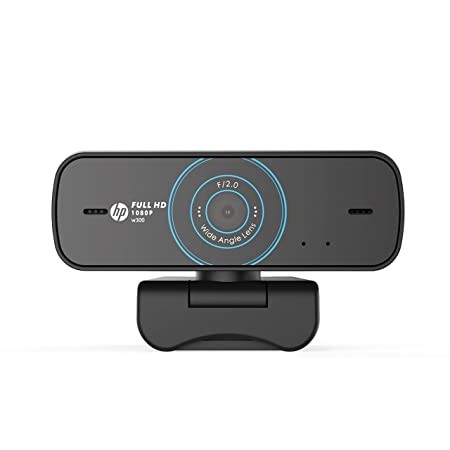 HP w300 1080P 30 FPS FHD Webcam with Built-in Dual Digital Mic, Plug and Play Setup, Wide-Angle View for Video Calling on Skype, Zoom, Microsoft Teams and Other Apps/ 1 Year Warranty (1W4W5AA),Black