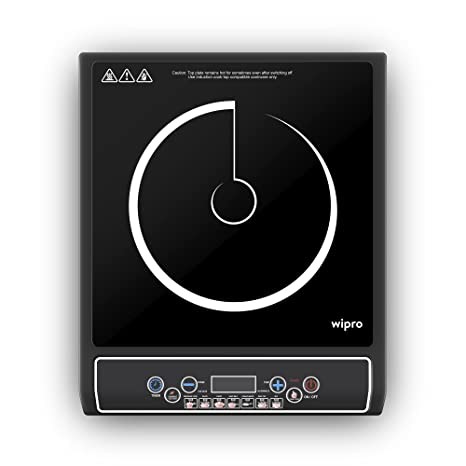 Wipro 1600 Watt Induction Cooktop With Touch Control (Black) With Crystal Glass Plate, (Vc061160), Sealed, 1 Burner