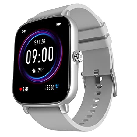 Noise Vivid Call Bluetooth Calling Smartwatch with Metallic dial, 550 nits Brightness, AI Voice Assistant, Heart Rate Monitoring, 7 Days Battery & 100+ watchfaces (Silver Grey)