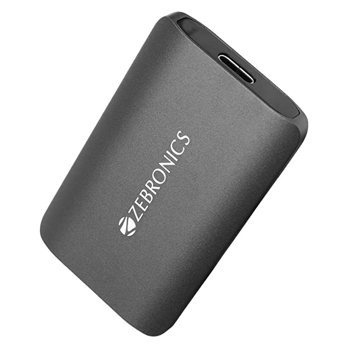 ZEBRONICS External Portable SSD 128GB PSSD128 with Type C 3.1 Gen 2, Sleek Metallic Design, 550MB/s Read & 450MB/s Write Speed, Laptop/Computers, Faster Performance*, S.M.A.R.T and Shock Proof