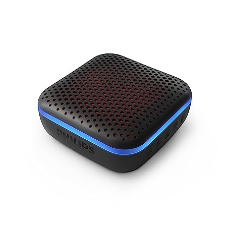 PHILIPS Audio Bluetooth Speaker TAS2505B, 6W with LED Lights (Built-in Microphone, Durable and IPX7 Waterproof, 10 Hours’ Playback Time, 20-m Range) Black