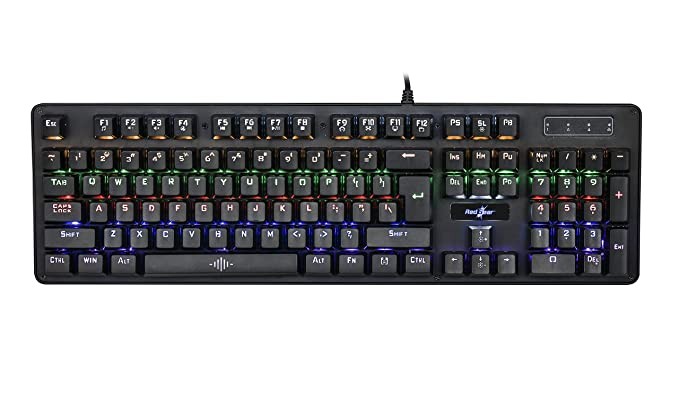 Redgear Shadow Amulet Mechanical Keyboard with Clicky Blue Switch, Rainbow LED Modes,Floating Key-Caps,  Windows Keylock and Floating Keycaps, Ergonomic, Rainbow LED