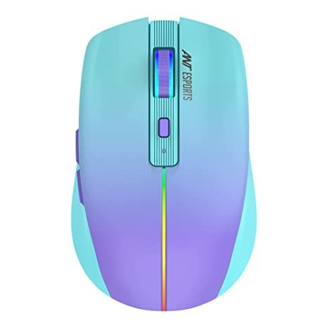 Ant Esports GM400W RGB Wireless Gaming Mouse, Stylish Mouse for Ultimate Gaming, Upto 3200 DPI, 6 Buttons Durable Switches, Dual Color Candy Design - Sea blue, Lavender