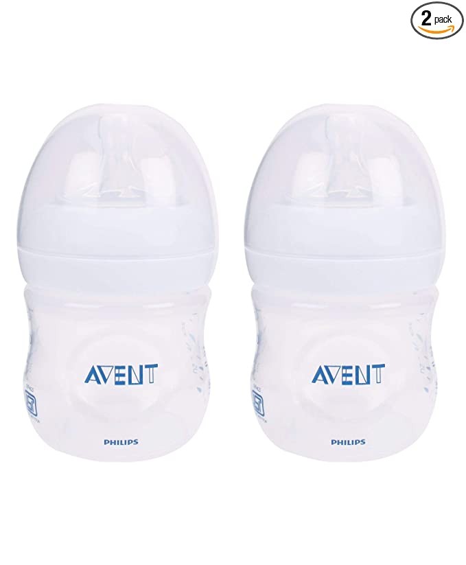 Philips Avent 125ml Natural Feeding Bottle (Clear, Pack of 2)