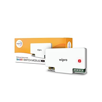 Wipro Smart Switch Module, 4 Switch Control Compatible with Alexa & Google Home (Pack of 1,White), Control From Anywhere