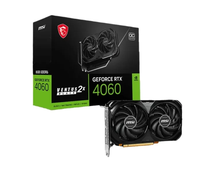 MSI GeForce RTX 4060 VENTUS 2X Black 8G OC Graphics Card (8GB GDDR6 | 128-bits | 2505 MHz Core Clocks | Dual FAN | Support 8K@60Hz)