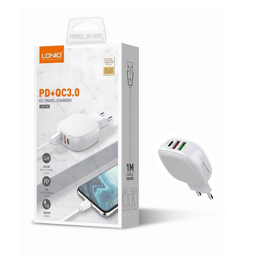 LDNIO A3510Q EU PD + QC3.0 + Auto-id Home Charge Adapter