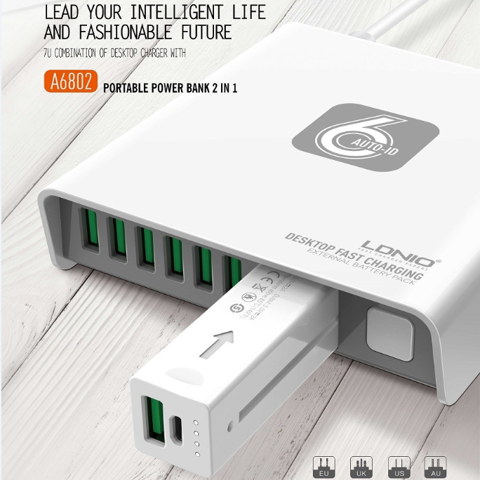LDNIO A6802 Home charger& Power bank sticker