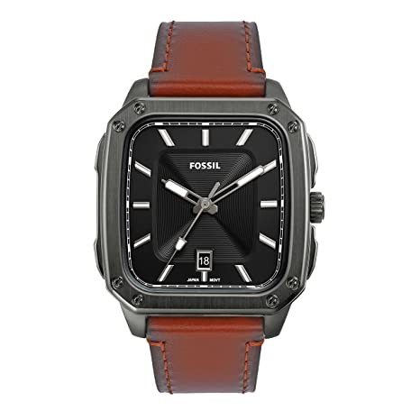 Fossil Inscription Analog Black Dial Men's Stainless steel Watch-FS5934 , Leather band, Water Resistant