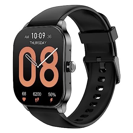 Amazfit Pop 3S Smart Watch with 1.96" AMOLED Display, Bluetooth Calling, SpO2, 12-Day Battery Life, AI Voice Assistance, 100 Sports Modes, 24H HR Monitor, Music Control, Over 100 Watch Faces (Black)