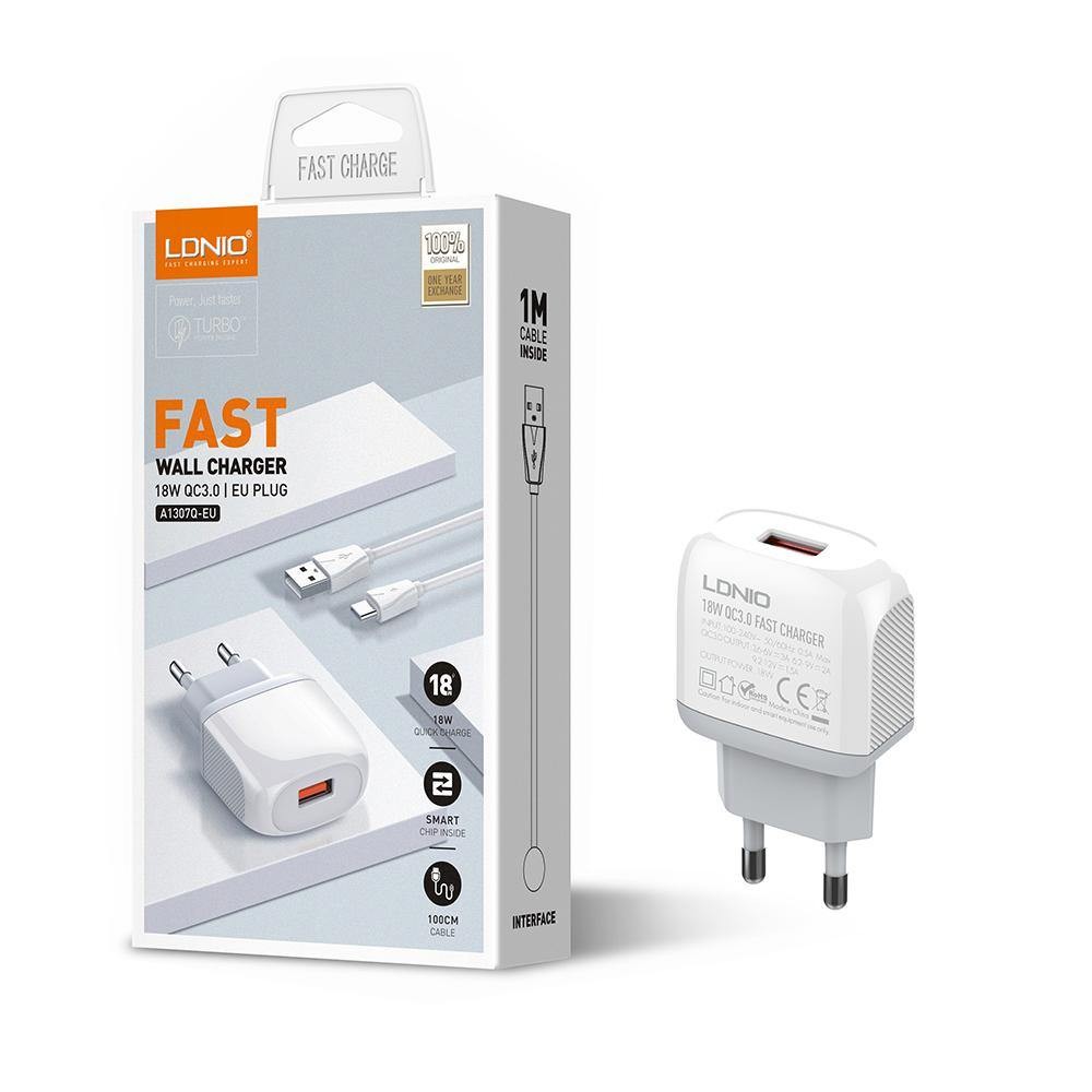 LDNIO Ask An Expert A1307Q QC 3.0 UK/EU Home Charge Adapter