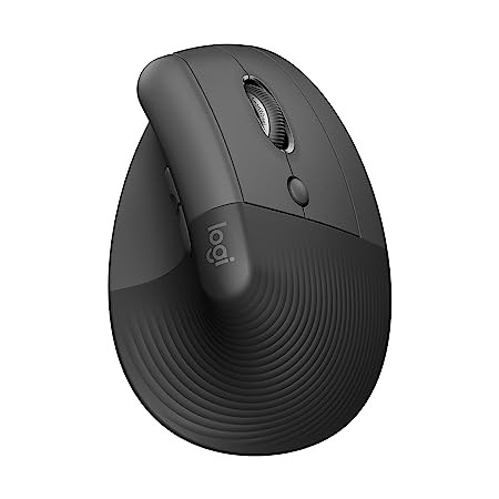 Logitech Lift Vertical Ergonomic Mouse, Wireless, Bluetooth or Logi Bolt USB Receiver, Quiet clicks, 4 Buttons, Compatible with Windows/macOS/iPadOS, Laptop, PC - Graphite