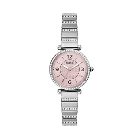 Fossil Carlie Analog Pink Dial Women's Stainless steel Watch-ES5189, Water Resistant