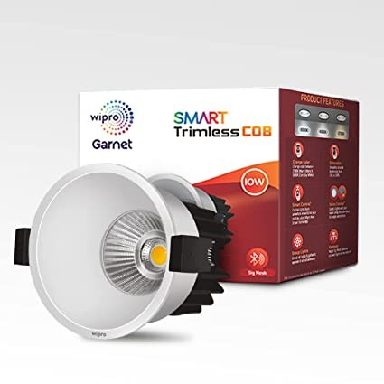 wipro Garnet 10W Smart Trimless COB (Pack of 1), White, Standard, (DS51010) Aluminium , Control from anywhere