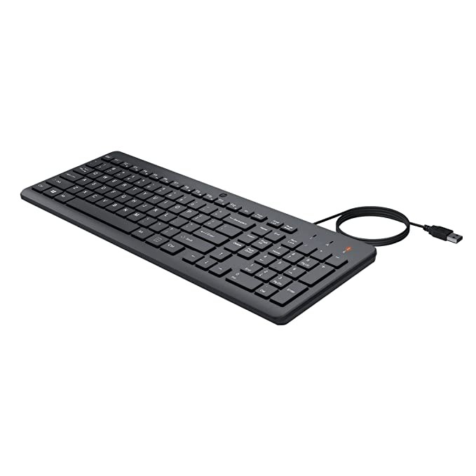 HP 150 Wired Keyboard, Quick, Comfy and Ergonomically Design, 12Fn Shortcut Keys, Plug and Play USB Connection and LED Indicator, 3 Years Warranty