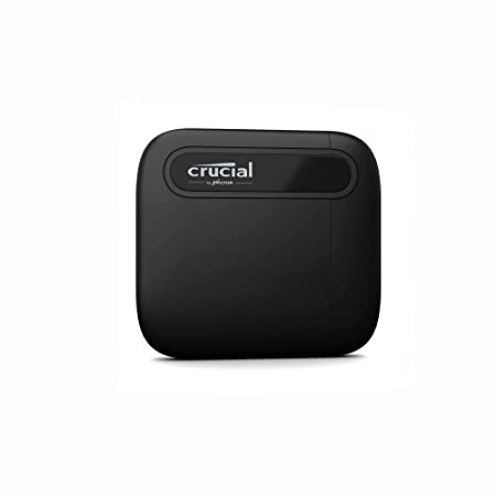 Crucial X6 500GB Portable SSD Up to 540MB/s USB 3.2 External Solid State Drive, USB-C - CT500X6SSD9, Black, 39 Grams
