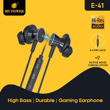 My Power Bass Full Earphone E-41 | Extra Bass| Passive Noise-Cancellation|