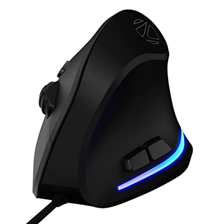 ZEBRONICS Cozy 6 Button Vertical USB Gaming Mouse with 3200 DPI max, 1.8m Braided Cable, LED Lights, high Resolution Sensor, Rubber Finish, Ergonomic Design and Plug Play Usage