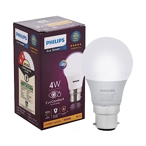 Philips AceSaver 4W B22 LED Bulb 350lm,Warm White, Pack of 1