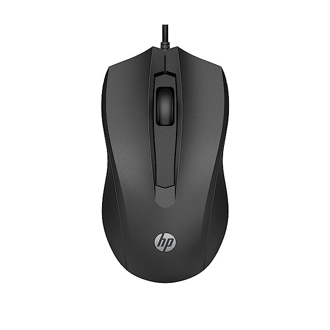 HP Wired Mouse 100 with 1600 DPI Optical Sensor, USB Plug-and -Play,ambidextrous Design, Built-in Scrolling and 3 Handy Buttons. 3-Years Warranty (6VY96AA)