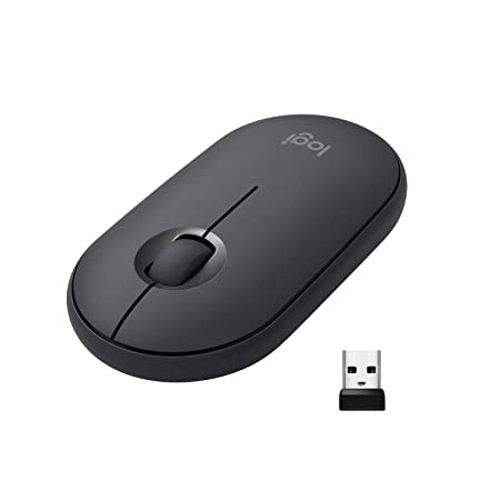 Logitech Pebble Wireless Mouse with Bluetooth or 2.4 GHz Receiver, Silent, Slim Computer Mouse with Quiet Clicks, for Laptop/Notebook/iPad/PC/Mac/Chromebook - Graphite