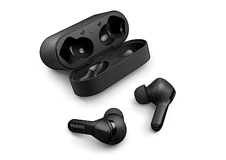 Philips Audio TAT3217BK True Wireless Earbuds with 4 Mic ENC for Crystal Clear Calling, 26 Hr Playtime, IPX5 Water Resistance | App Support, 10mm Neodymium Drivers for Rich Sound & Punchy Bass (Black)
